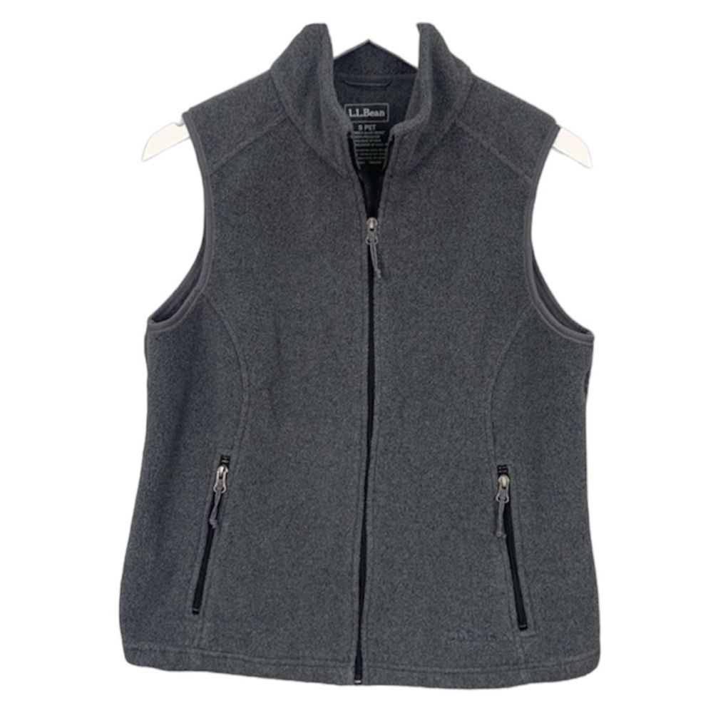 L.L. Bean Gray Fleece Full Zip Vest Size Small Petite